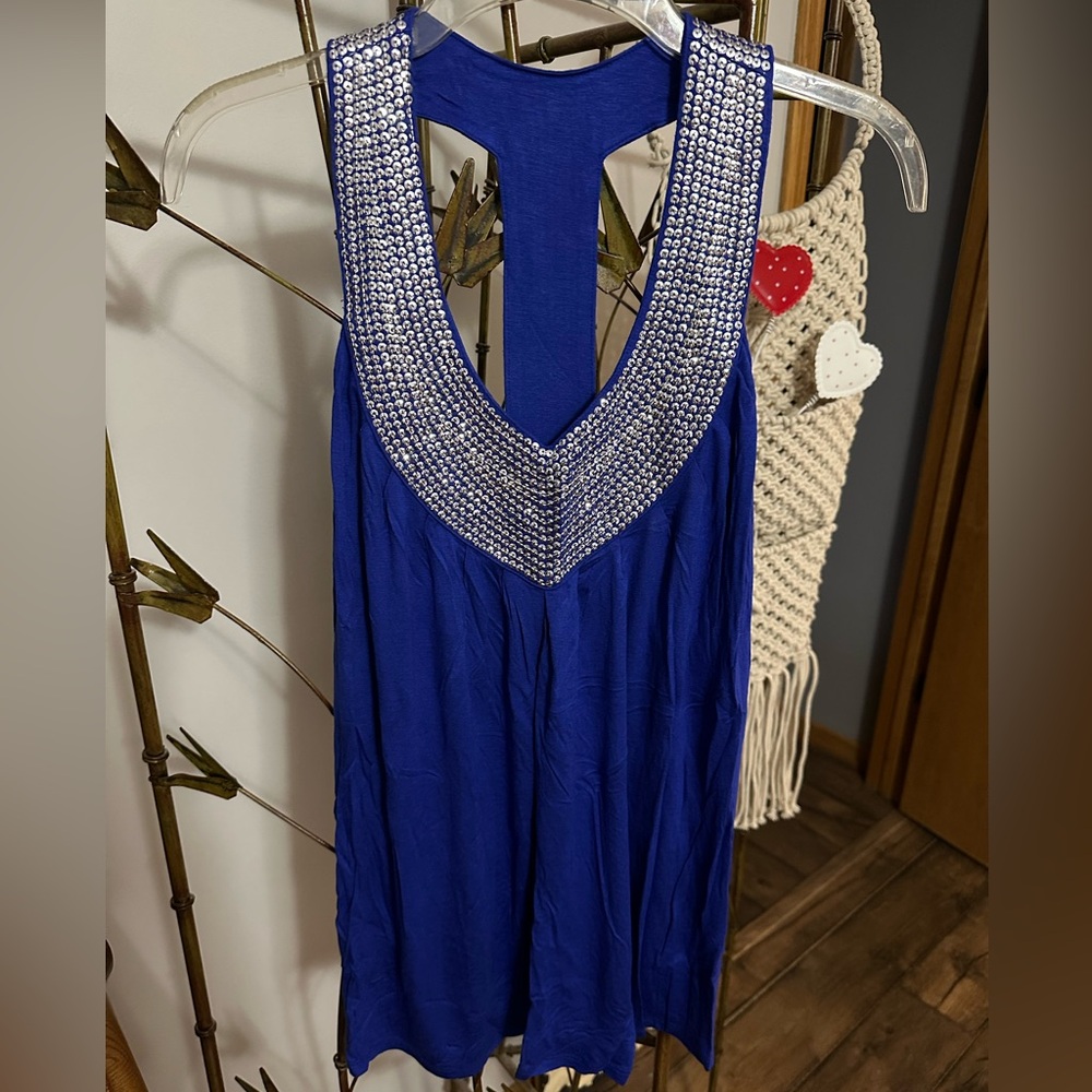 Charming Charlie T-Back Embellished Tank Top.  NWOT L - Picture 3 of 8